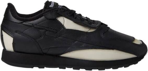 Maison Margiela Zwarte Leren Casual Gesloten Platte Sneakers Black Dames