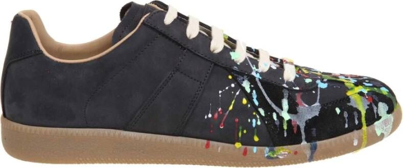 Maison Margiela Replica Leren Sneakers met Multicolor Details Black Heren