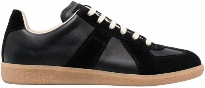 Maison Margiela Zwarte Replica lage sneakers van lamsskin Black Heren