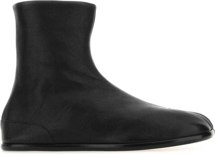 Maison Margiela Zwarte leren Tabi enkellaarzen Black Heren