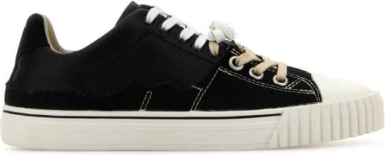 Maison Margiela Stijlvolle Zwarte Leren Canvas Sneakers Black Dames