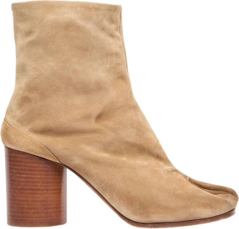 Maison Margiela Suede Tabi Enkellaarzen Beige Dames