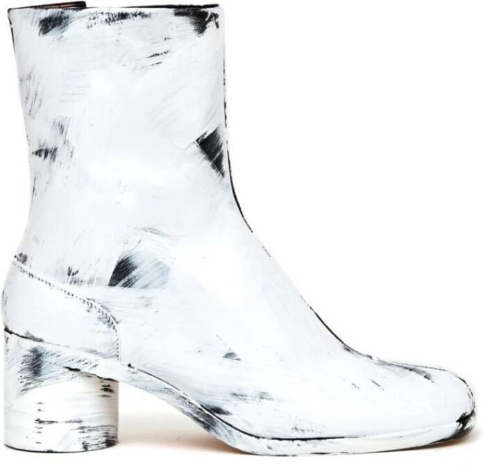 Maison Margiela Tabi Teen Leren Blokhak Schoenen White Heren