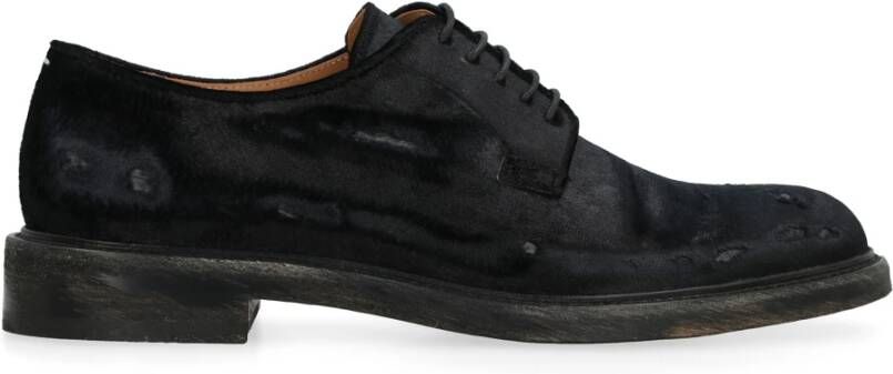 Maison Margiela Versleten Chenille Veterschoenen Black Heren