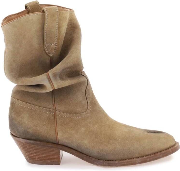 Maison Margiela Vintage Suede Texan Tabi Laarzen Beige Dames