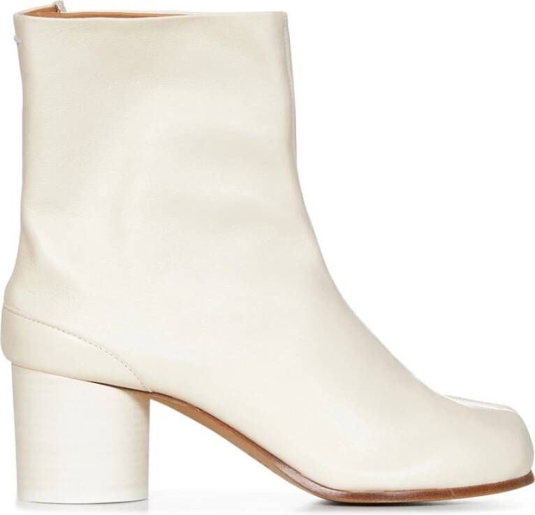 Maison Margiela Witte Leren Laarzen met Tabi Split-Teen Vorm White Dames