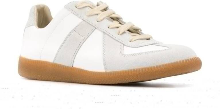 Maison Margiela Witte Leren Sneakers met Nummers Logo White Dames