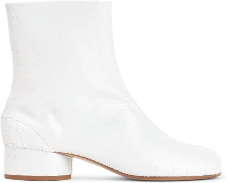 Maison Margiela Witte Parelmoer Tabi Enkellaarzen White Dames