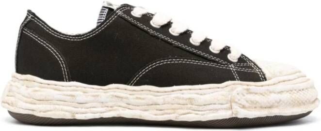 Maison Margiela Zwarte Canvas Sneakers met Dikke Zool Black Heren