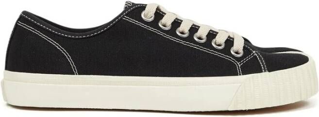 Maison Margiela Zwarte Canvas Tabi Sneakers Contraststiksels Black Dames