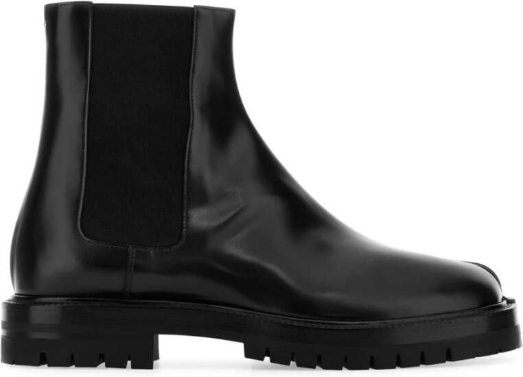 Maison Margiela Zwarte Leren Chelsea Enkellaarzen Black Heren