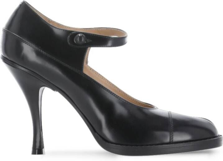 Maison Margiela Zwarte leren décolleté met Tabi teen Black Dames