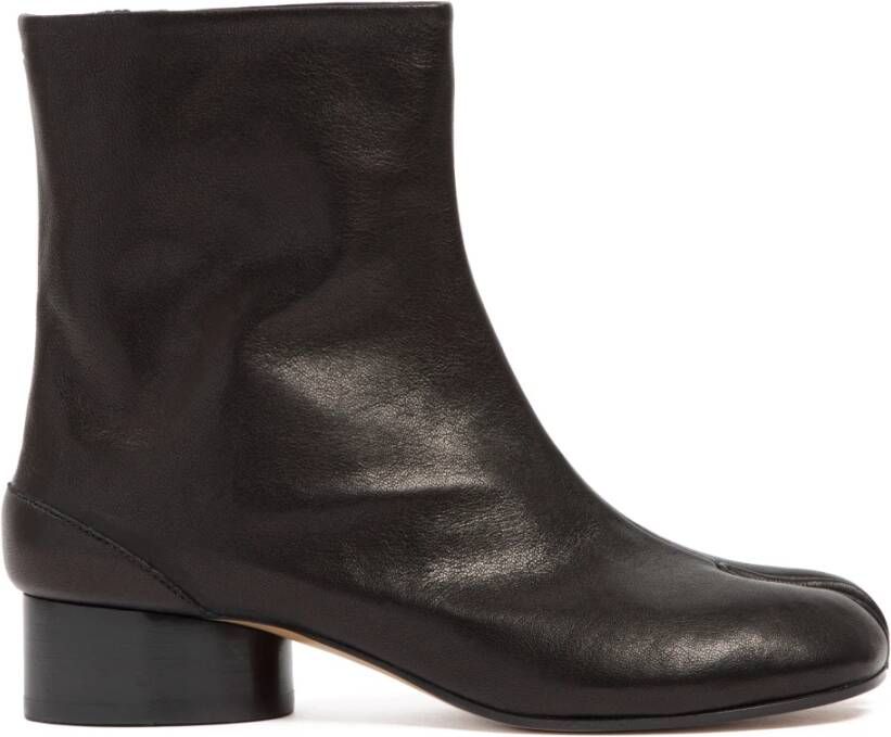 Maison Margiela Zwarte Leren Enkellaarzen Black Dames