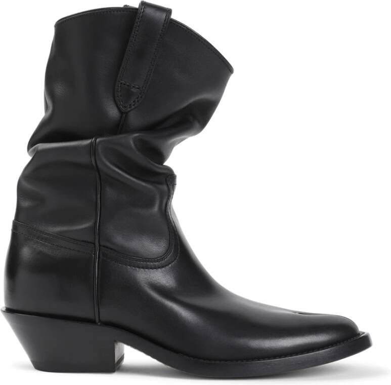 Maison Margiela Zwarte leren enkellaarzen Black Dames