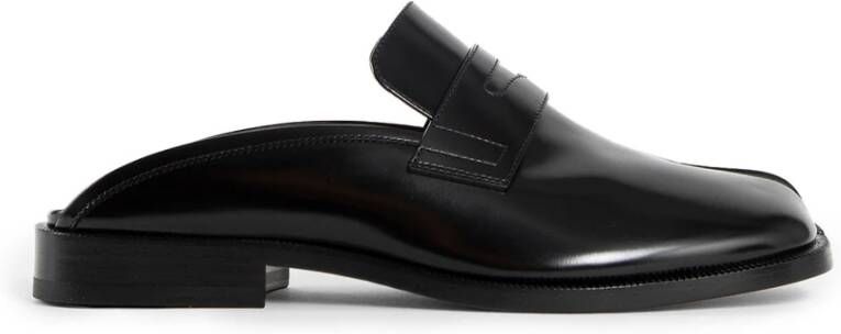 Maison Margiela Zwarte Leren Loafer Muiltje Blokhak Black Dames