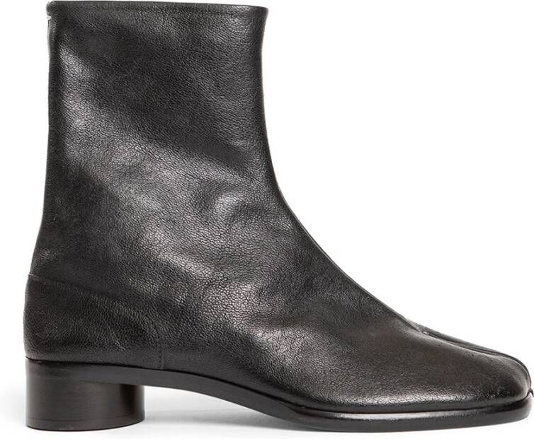 Maison Margiela Zwarte Leren Tabi Enkellaarzen Black Heren