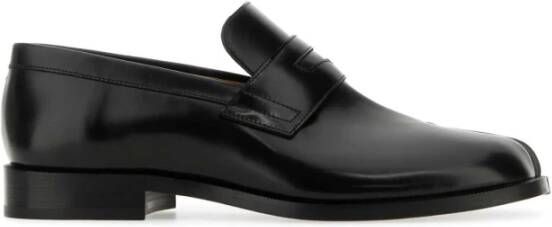 Maison Margiela Zwarte leren Tabi loafers Black Heren