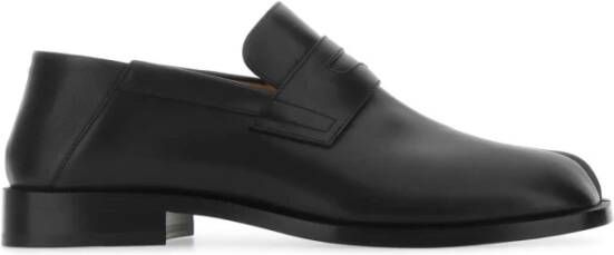 Maison Margiela Zwarte leren Tabi loafers Black Heren