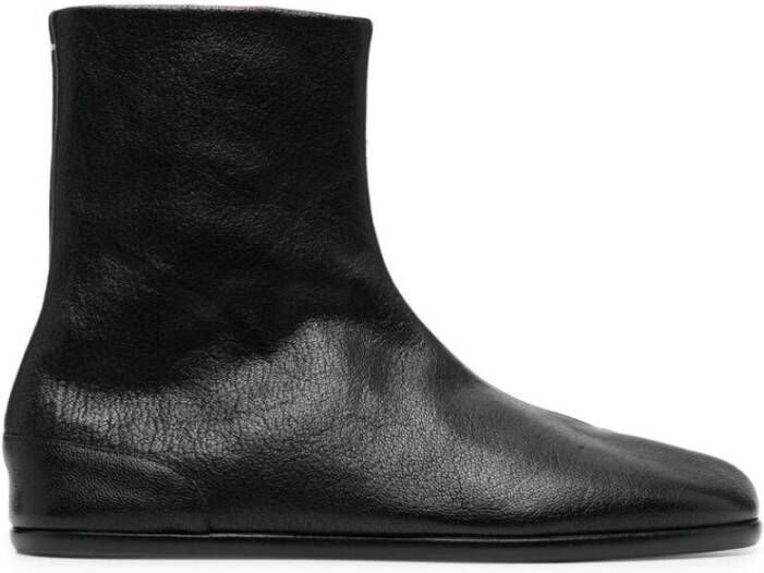 Maison Margiela Zwarte leren Tabi Teen Enkellaarzen Black Heren