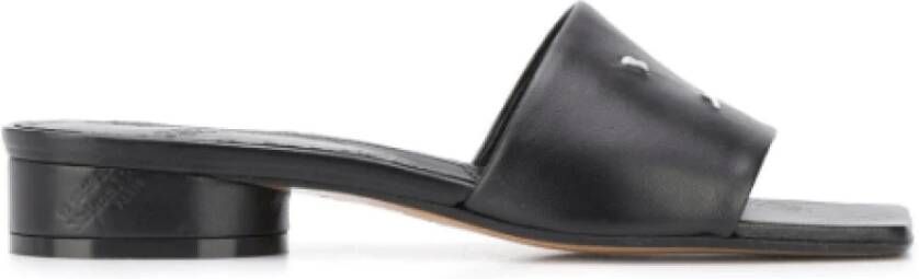 Maison Margiela Zwarte Leren Vierkante Neus Sandalen Black Dames