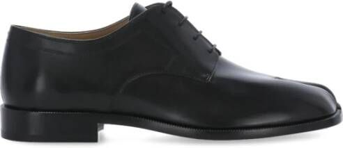 Maison Margiela Zwarte platte veterschoenen Tabi teen Black Heren