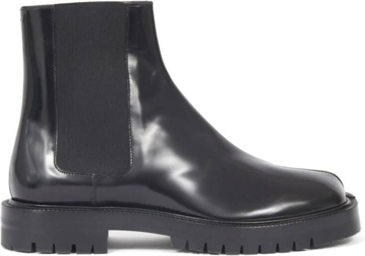 Maison Margiela Zwarte Slip-On Laarzen met Handtekeninglogo Black Heren