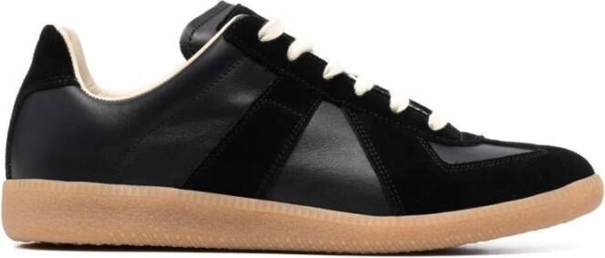 Maison Margiela Zwarte Sneakers Replica Logo Applicatie Black Dames