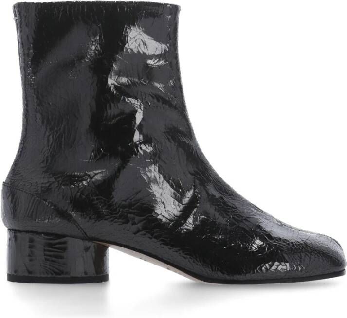 Maison Margiela Zwarte Spiegel Leren Tabi Laarzen Black Dames