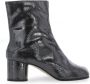 Maison Margiela Zwarte Tabi Teen Leren Laarzen Black Dames - Thumbnail 1