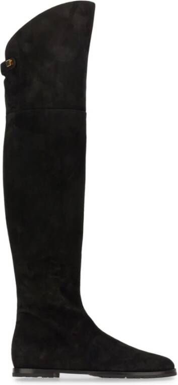 Maison Skorpios Italiaanse Leren Over-Knee Laarzen Black Dames