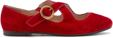 Maliparmi Velvet Ballerina Schoenen Red Dames