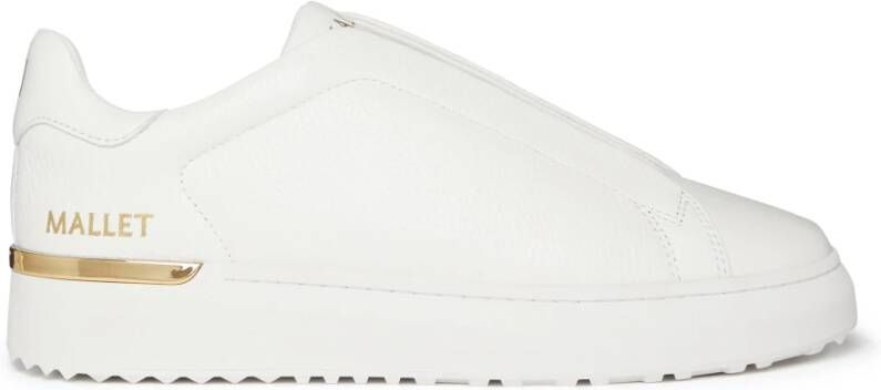 Mallet London Witte Tumbled Leren Instap Sneakers White Heren