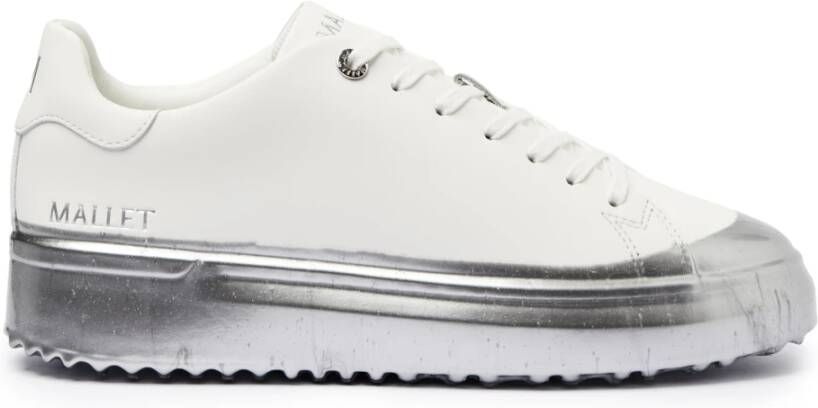 Mallet London Zilver Dip Leren Sneakers White Heren