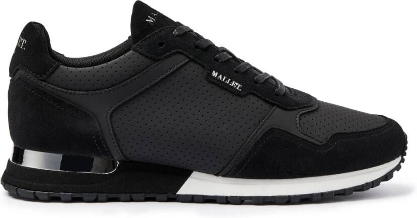 Mallet London Zwarte Geperforeerde Leren Sneakers Black Heren