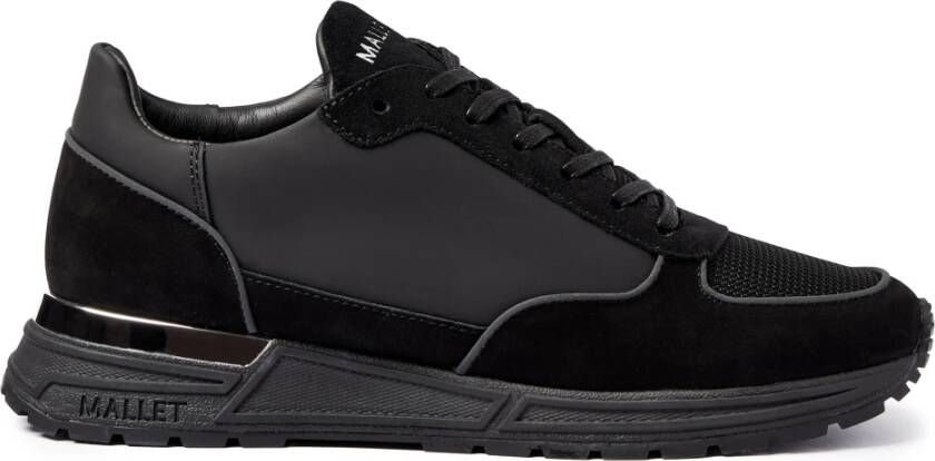 Mallet London Zwarte Leren Sneakers met Mix van Texturen Black Heren