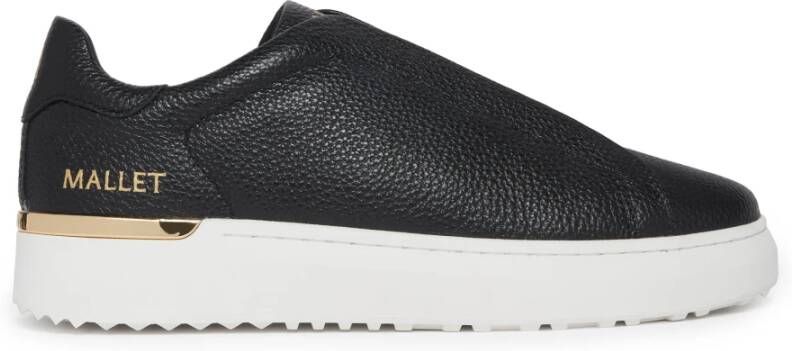 Mallet London Zwarte Tumbled Leren Instap Sneakers Black Heren