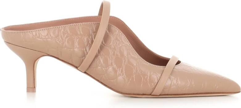 Malone Souliers Beige Cocco Effect Leren Muiltjes Beige Dames