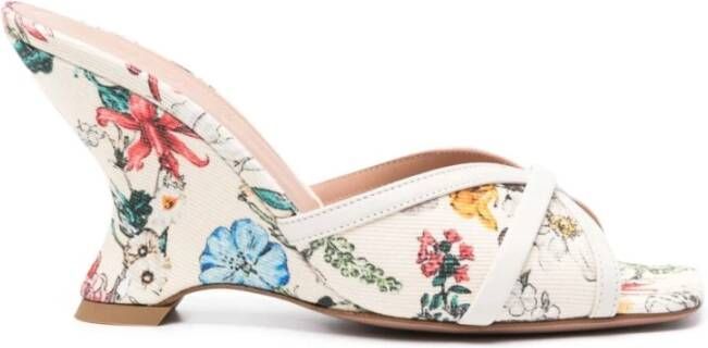 Malone Souliers Gestippelde Bloemenprint Sandalen Beige Dames