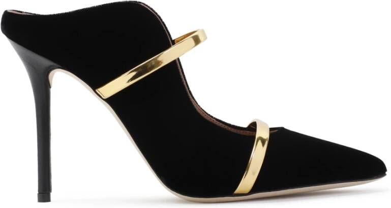 Malone Souliers Zwart Goud Velvet Maureen Schoenen Black Dames