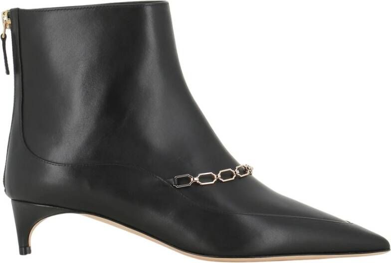 Malone Souliers Zwarte leren puntige laarzen Black Dames