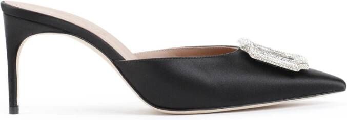 Malone Souliers Zwarte Satijnen Kristal Muiltjes Black Dames