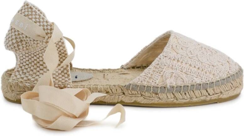 Manebí Macramé Katoenen Espadrilles Slip-On Schoenen Beige Dames