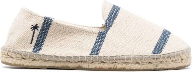 Manebí Gestreepte canvas platte espadrilles Beige Heren