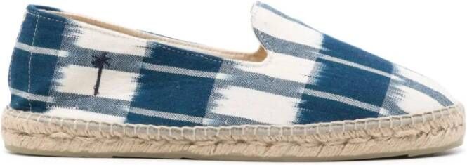 Manebí Geverfde Katoenen Platte Espadrilles Blue Heren