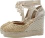 Manebí Beige Espadrilles Sandalen met Enkelveters Beige Dames - Thumbnail 1