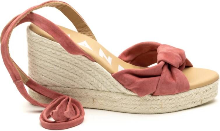 Manebí Stijlvolle Wedge Espadrilles met Knoopdetail Pink Dames