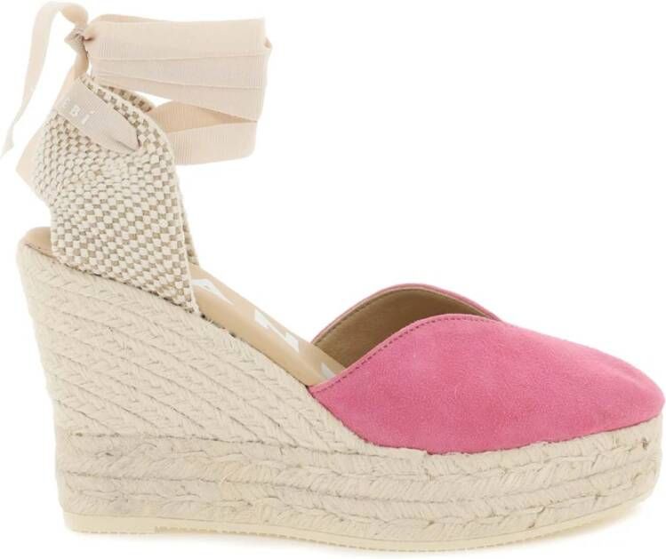 Manebí Wedge Espadrilles met hartvormige halslijn Pink Dames