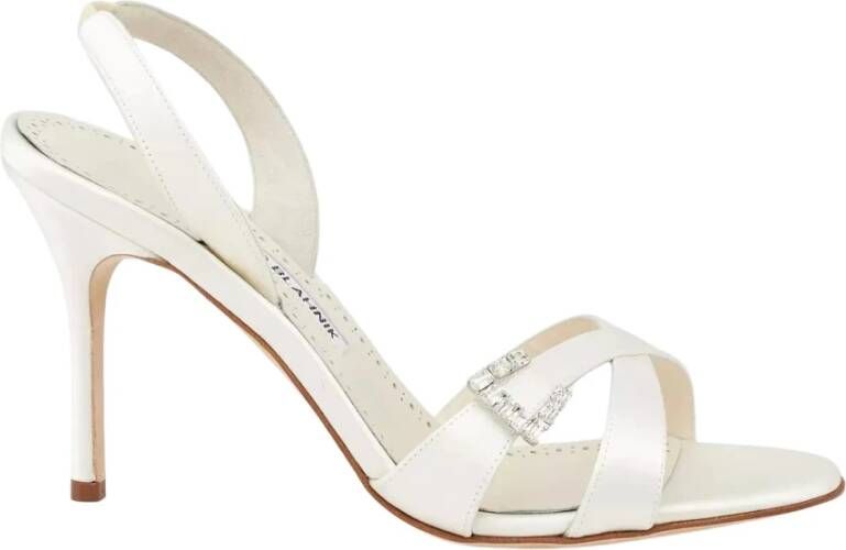 Manolo Blahnik Beige Satin High Heel Sandals Beige Dames