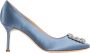 Manolo Blahnik Blauw Satijn Kristal Gesp Stiletto Hak Blue Dames - Thumbnail 1