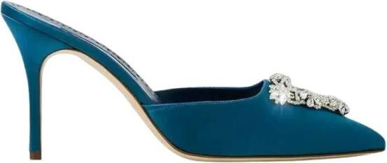 Manolo Blahnik Blauw Turkoois Kristal Sandalen Stijlvol Blue Dames